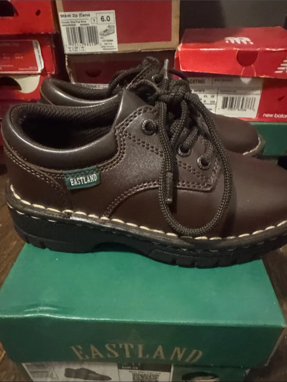 Eastland Brown Kids Lace-Up Leather Dress Shoes